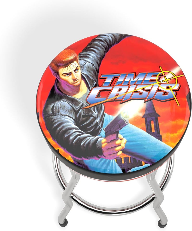 Arcade1Up Officially Licensed Adjustable Stool with Chrome-Plated Steel Frame and High-Density Foam Padding for Supreme Gaming Comfort (TIME Crisis) - Image 1
